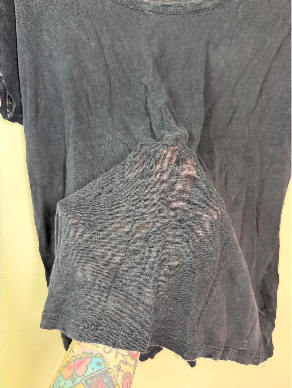 Michael Kors navy sheer Linen Short Sleeve Top Medium